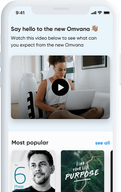 Mobile screen with Omvana app